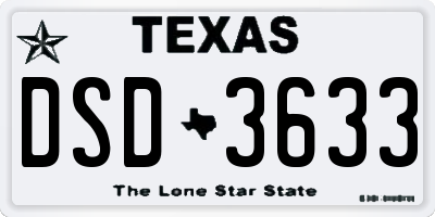 TX license plate DSD3633