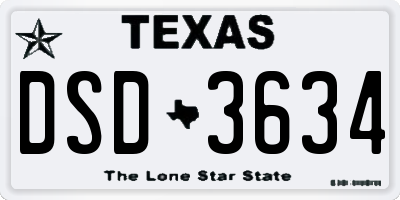 TX license plate DSD3634