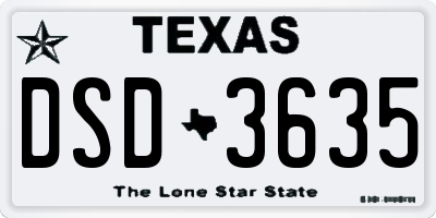 TX license plate DSD3635