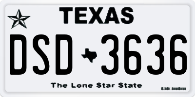 TX license plate DSD3636