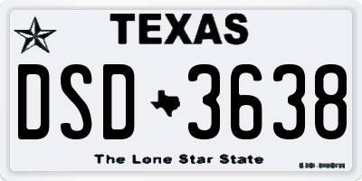 TX license plate DSD3638