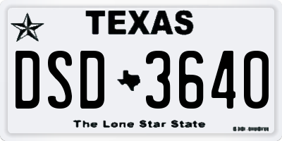 TX license plate DSD3640