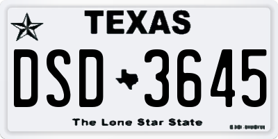 TX license plate DSD3645