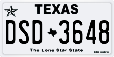 TX license plate DSD3648