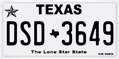 TX license plate DSD3649