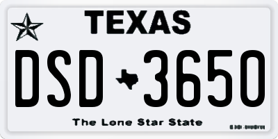 TX license plate DSD3650