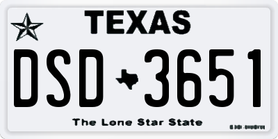 TX license plate DSD3651