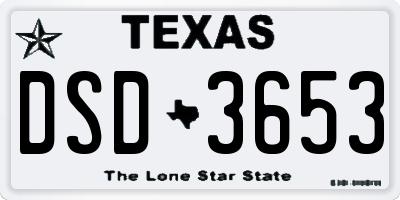 TX license plate DSD3653