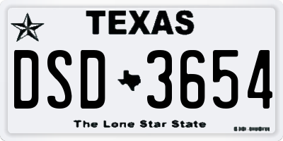 TX license plate DSD3654