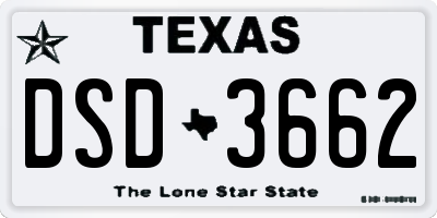 TX license plate DSD3662