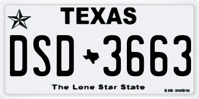 TX license plate DSD3663