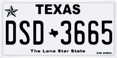 TX license plate DSD3665