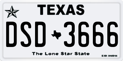 TX license plate DSD3666