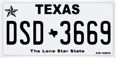 TX license plate DSD3669