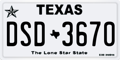 TX license plate DSD3670