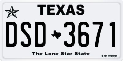 TX license plate DSD3671