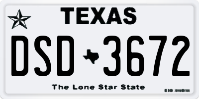 TX license plate DSD3672