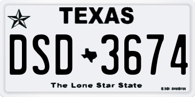 TX license plate DSD3674