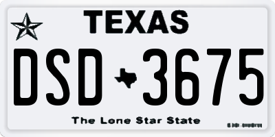 TX license plate DSD3675