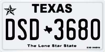 TX license plate DSD3680