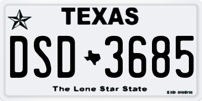 TX license plate DSD3685