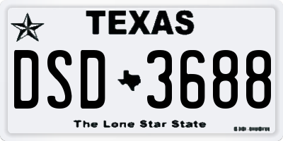 TX license plate DSD3688