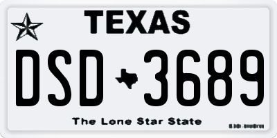 TX license plate DSD3689