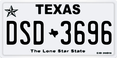 TX license plate DSD3696