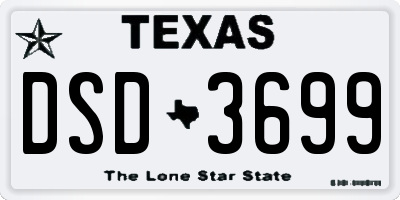 TX license plate DSD3699