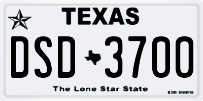 TX license plate DSD3700