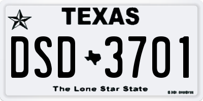 TX license plate DSD3701