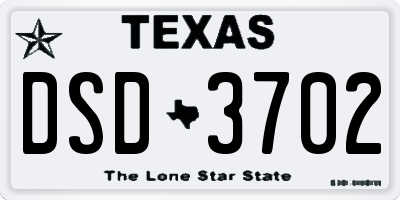 TX license plate DSD3702