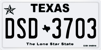 TX license plate DSD3703