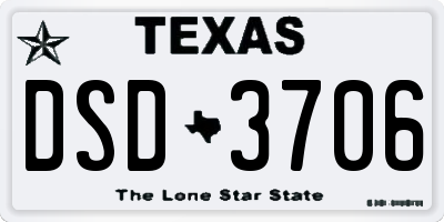 TX license plate DSD3706