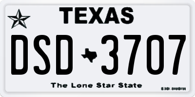 TX license plate DSD3707