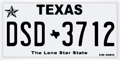TX license plate DSD3712