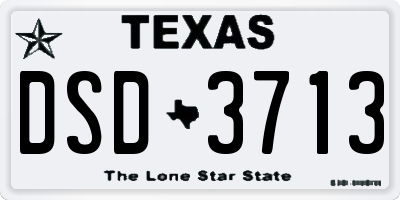 TX license plate DSD3713
