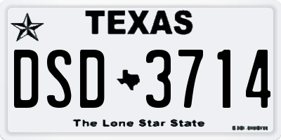 TX license plate DSD3714