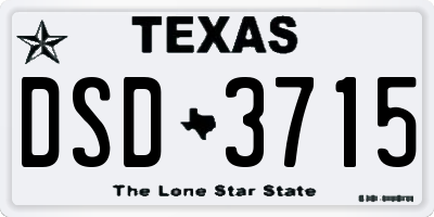 TX license plate DSD3715