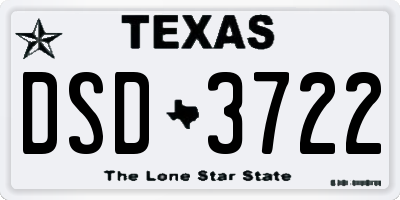 TX license plate DSD3722