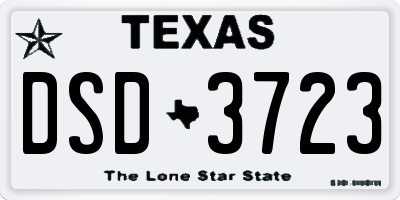 TX license plate DSD3723