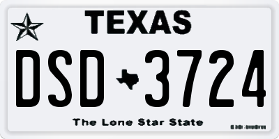 TX license plate DSD3724