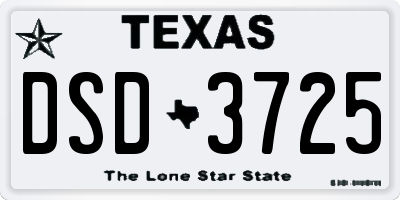 TX license plate DSD3725