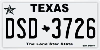 TX license plate DSD3726