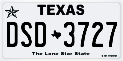 TX license plate DSD3727