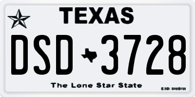 TX license plate DSD3728