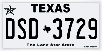 TX license plate DSD3729
