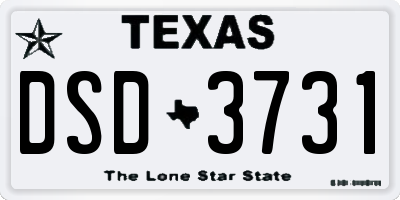 TX license plate DSD3731