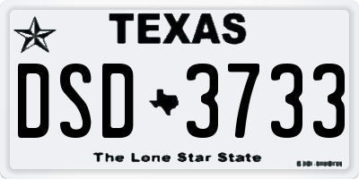 TX license plate DSD3733
