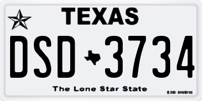 TX license plate DSD3734